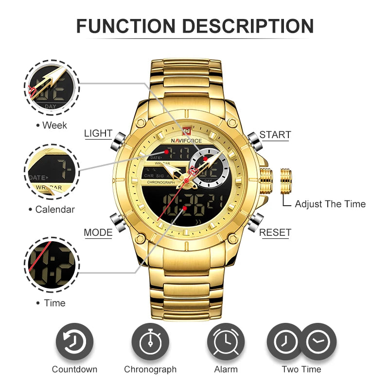 Relógio Esportivo Luxuoso NAVIFORCE 9163 – Elegância e Performance para Homens Exigentes

Descubra o equilíbrio perfeito entre estilo sofisticado e resistência robusta com o Relógio NAVIFORCE 9163. Projetado para homen
