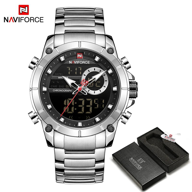 Relógio Esportivo Luxuoso NAVIFORCE 9163 – Elegância e Performance para Homens Exigentes

Descubra o equilíbrio perfeito entre estilo sofisticado e resistência robusta com o Relógio NAVIFORCE 9163. Projetado para homen