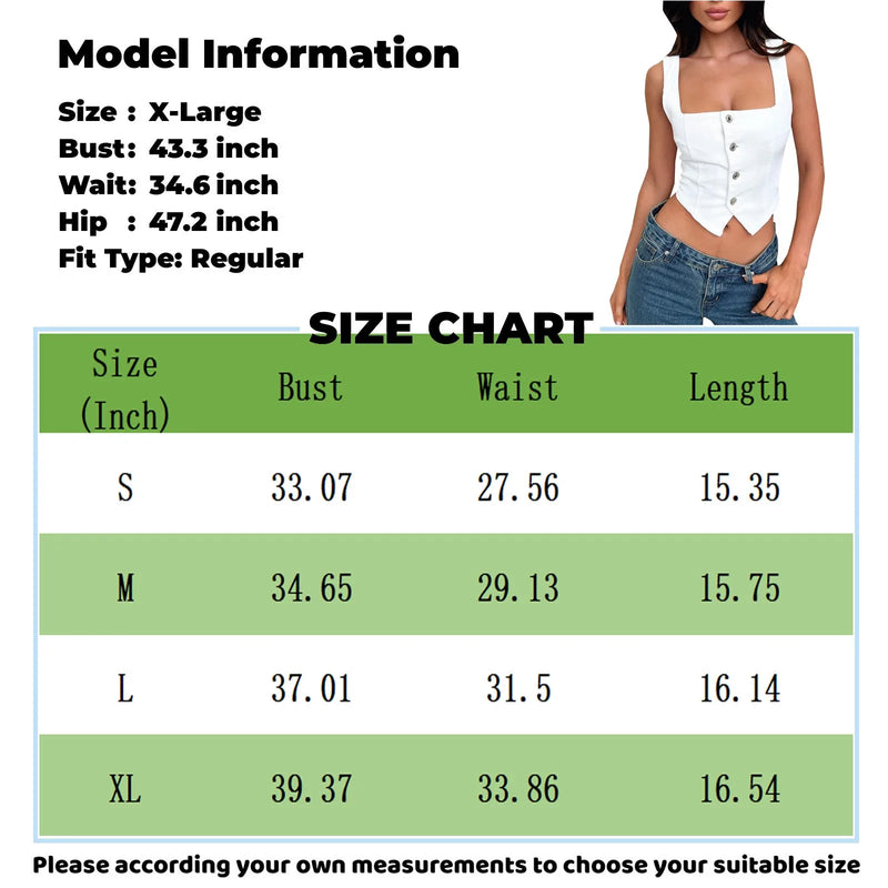 Top denim feminino estilo streetwear, com design elegante e sensual. Modelo cropped com decote quadrado e alças finas tipo suspensório, sem mangas, justo ao corpo e com fecho frontal em botões. Confeccionado em ganga de co