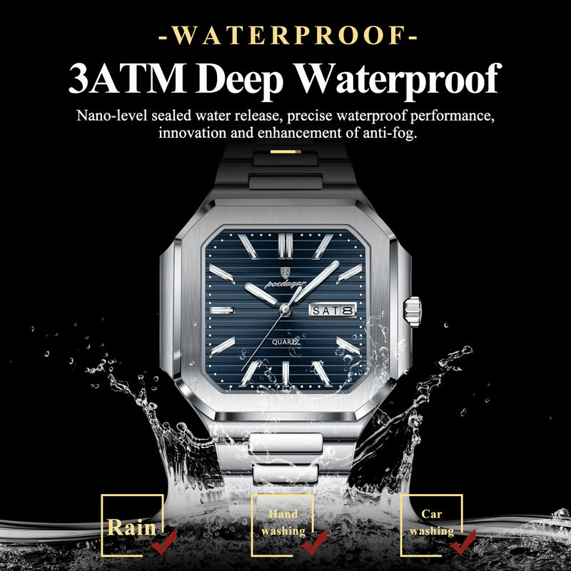 Relógio Masculino POEDAGAR Luxury Square
Elegância, Precisão e Estilo numa Só Peça

Descubra o equilíbrio perfeito entre sofisticação e funcionalidade com o relógio de pulso POEDAGAR Luxury Square. Com design moderno