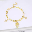 Pulseira Botânica de Cristal com Girassol e Zircónia Estrela
Descubra o encanto natural desta pulseira ajustável, inspirada na beleza dos girassóis e no brilho das estrelas.
Com detalhes delicados em cristal completo e zi