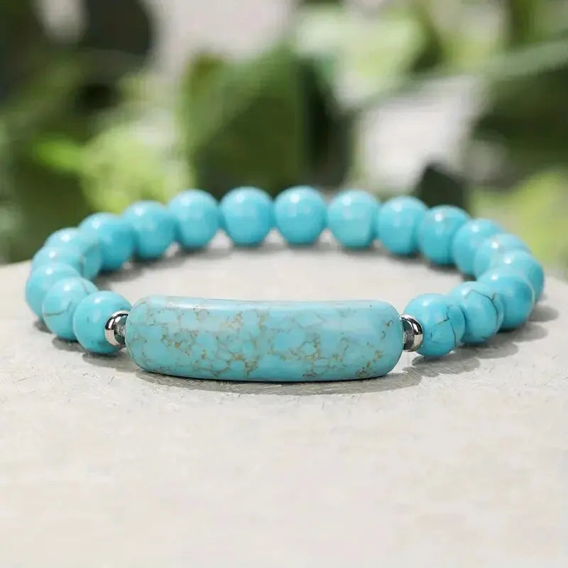 ulseira Artesanal de Pedras Naturais – Energia & Equilíbrio
Descobre a beleza e o poder das pedras naturais com esta pulseira artesanal única. Feita com Turquesa Natural, Malaquita e Cristal Brutinho, esta peça combina e