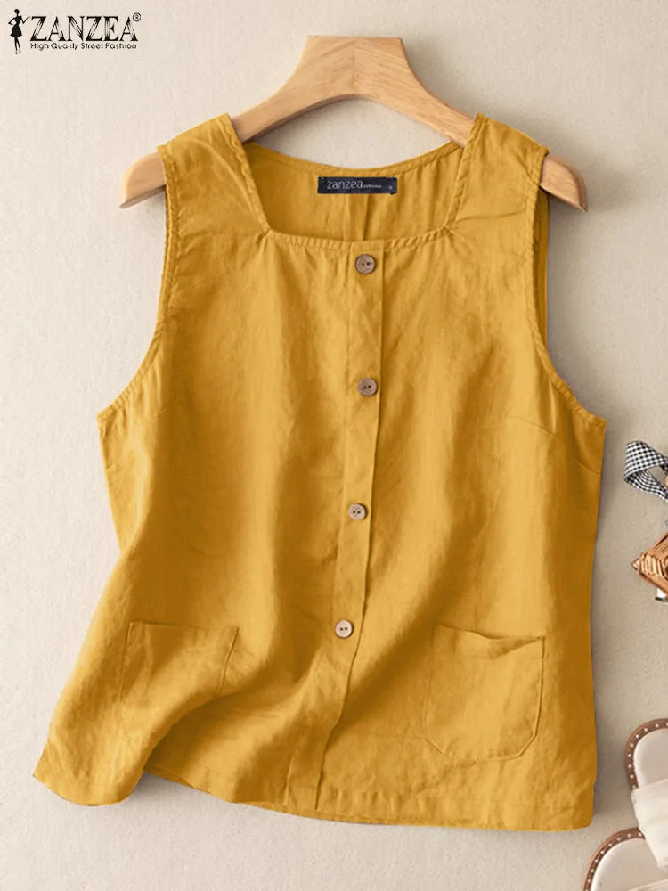 Blusa Feminina ZANZEA 2024 – Estilo Vintage & Conforto para o Verão
Descubra a combinação perfeita entre elegância e frescura com esta blusa sem mangas ZANZEA, ideal para os dias quentes de verão. Com um decote quadrad