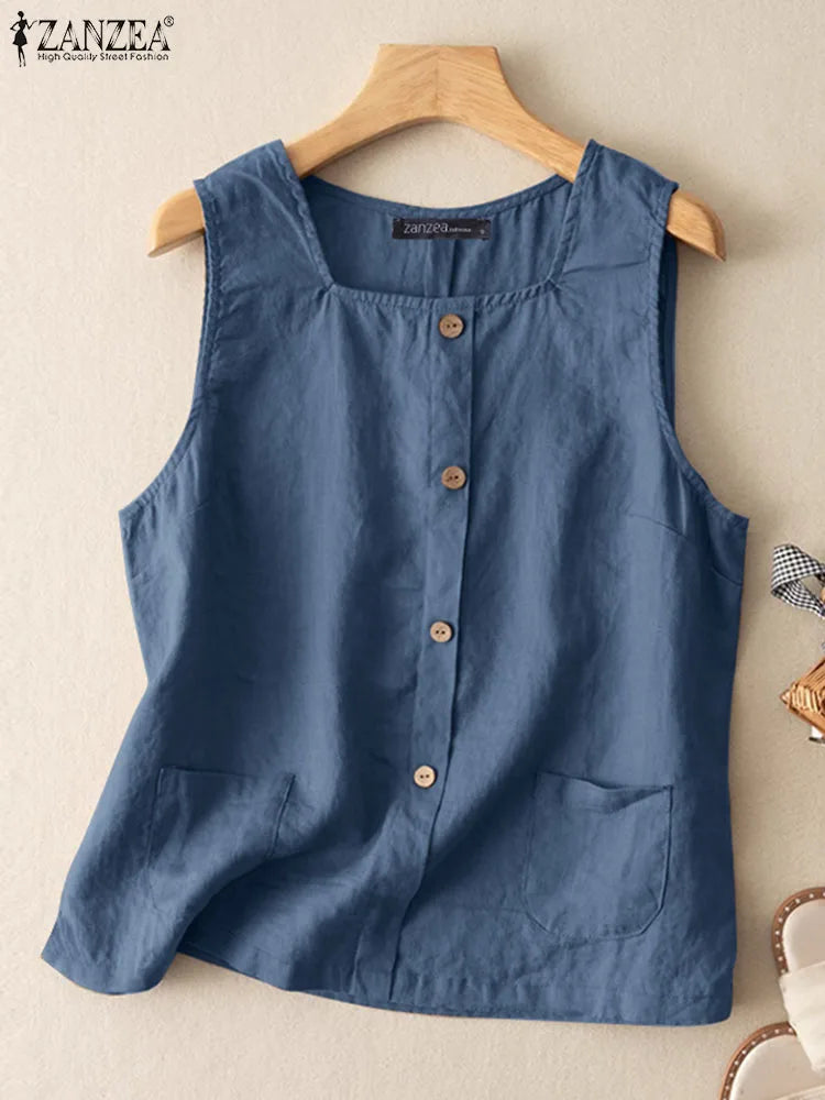 Blusa Feminina ZANZEA 2024 – Estilo Vintage & Conforto para o Verão
Descubra a combinação perfeita entre elegância e frescura com esta blusa sem mangas ZANZEA, ideal para os dias quentes de verão. Com um decote quadrad