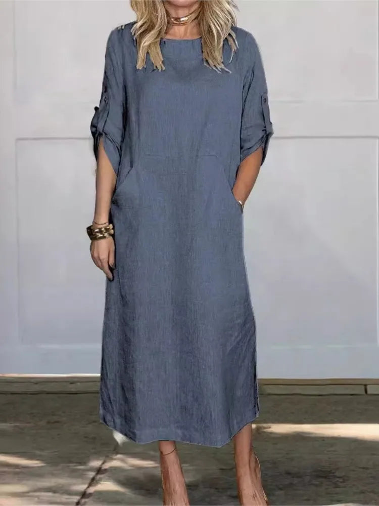 Vestido Casual Feminino 2024 – Algodão & Linho | Leve, Solto e Estiloso
Descubra o equilíbrio perfeito entre conforto e elegância com este vestido feminino casual de verão 2024. Feito em algodão e linho respirável, te