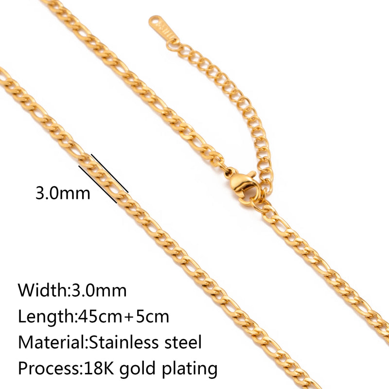 Colar em Aço Inoxidável Dourado 18K – Corrente Ajustável com Design Cruz, Cubana ou Ripple (5 unidades)
Eleve o estilo com este conjunto de colares premium em aço inoxidável, com revestimento PVD em dourado 18K, que ga