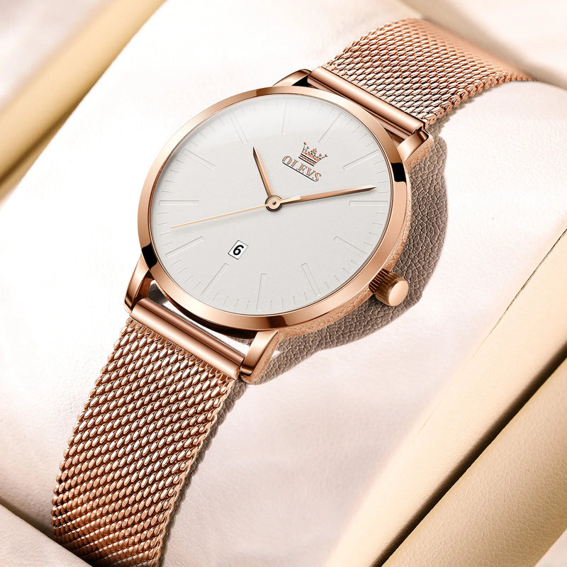 Relógio de Luxo Feminino OLEVS em Ouro Rosé – Elegância e Sofisticação no Seu Pulso
Descubra o charme atemporal do Relógio de Pulso OLEVS, desenhado especialmente para mulheres que valorizam a elegância discreta. Com