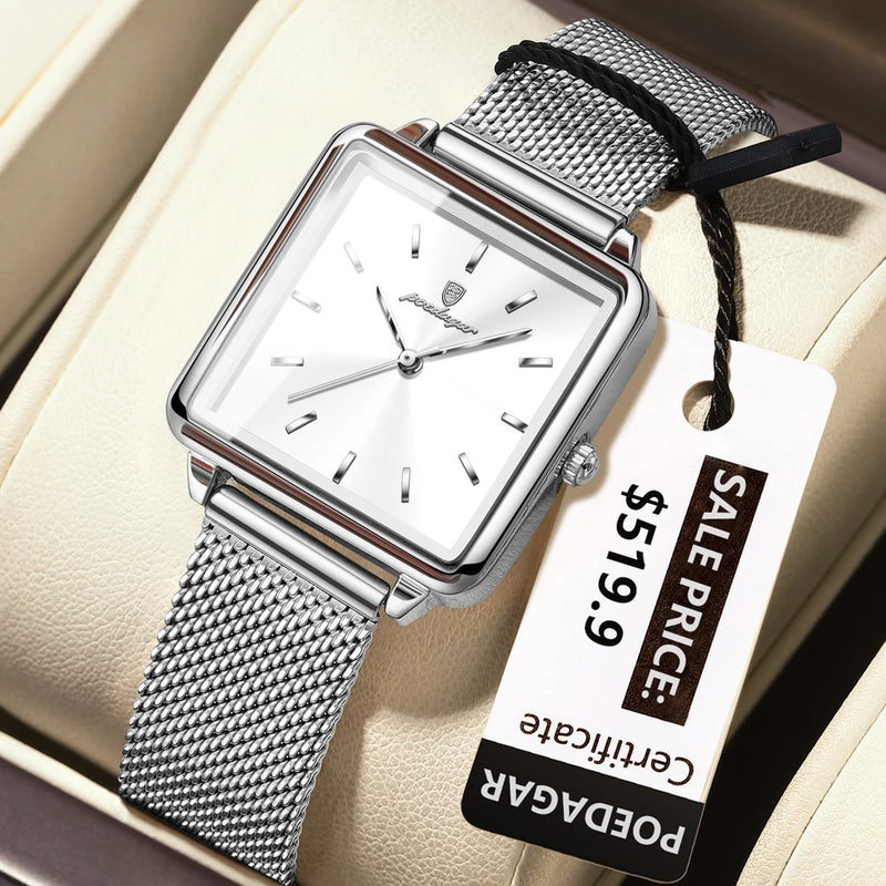 Relógio Feminino POEDAGAR – Elegância em Cada Detalhe
Descubra o charme sofisticado do Relógio POEDAGAR para Mulher, com design quadrado moderno e acabamento em malha de aço inoxidável. Este relógio combina perfeitame