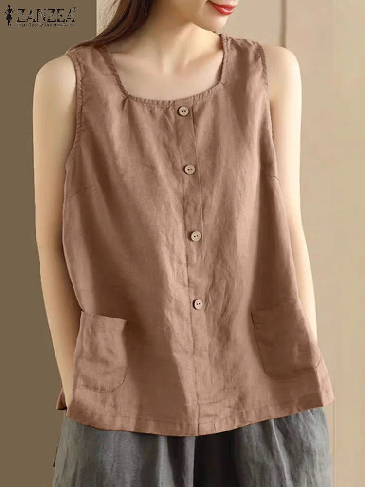 Blusa Feminina ZANZEA 2024 – Estilo Vintage & Conforto para o Verão
Descubra a combinação perfeita entre elegância e frescura com esta blusa sem mangas ZANZEA, ideal para os dias quentes de verão. Com um decote quadrad