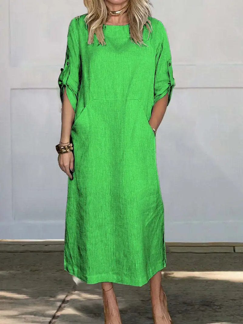 Vestido Casual Feminino 2024 – Algodão & Linho | Leve, Solto e Estiloso
Descubra o equilíbrio perfeito entre conforto e elegância com este vestido feminino casual de verão 2024. Feito em algodão e linho respirável, te