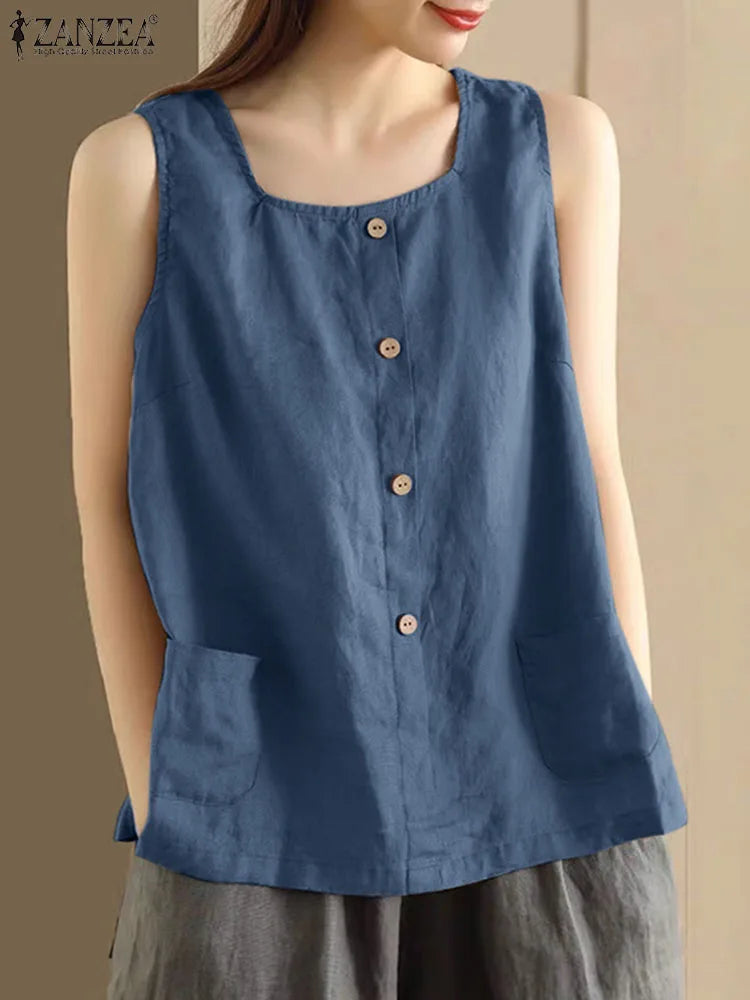 Blusa Feminina ZANZEA 2024 – Estilo Vintage & Conforto para o Verão
Descubra a combinação perfeita entre elegância e frescura com esta blusa sem mangas ZANZEA, ideal para os dias quentes de verão. Com um decote quadrad