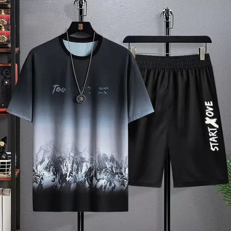 Conjunto Desportivo Masculino em Seda Gelada – Secagem Rápida, Conforto e Estilo Casual

Este conjunto inclui uma T-shirt de manga curta e shorts, fabricados em tecido de seda gelada que proporciona sensação refrescante