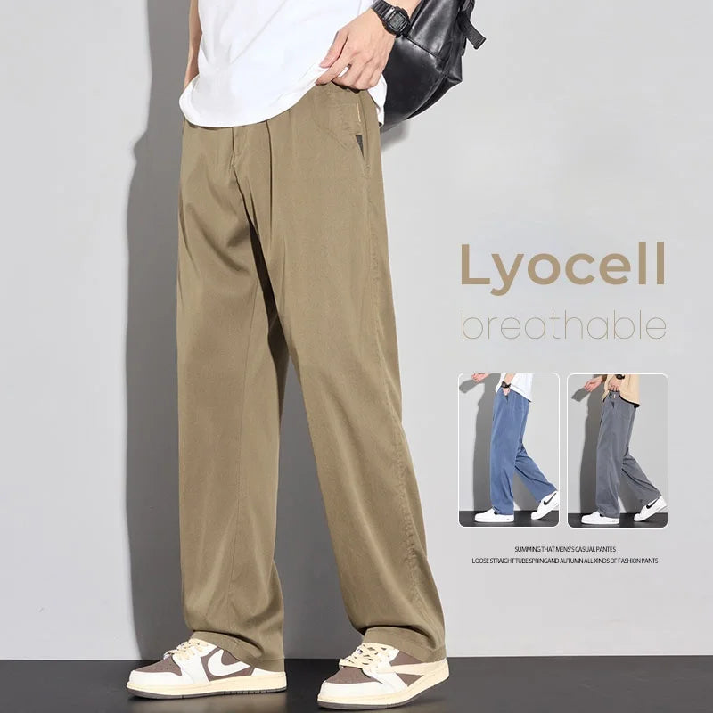 Leves, respiráveis e com um toque elegante, estas calças masculinas são ideais para os dias quentes do verão. Fabricadas em lyocell premium, oferecem conforto absoluto, caimento impecável e um estilo moderno e minimalist