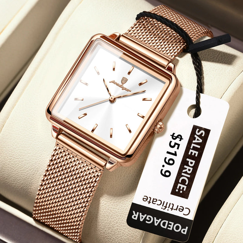 Relógio Feminino POEDAGAR – Elegância em Cada Detalhe
Descubra o charme sofisticado do Relógio POEDAGAR para Mulher, com design quadrado moderno e acabamento em malha de aço inoxidável. Este relógio combina perfeitame