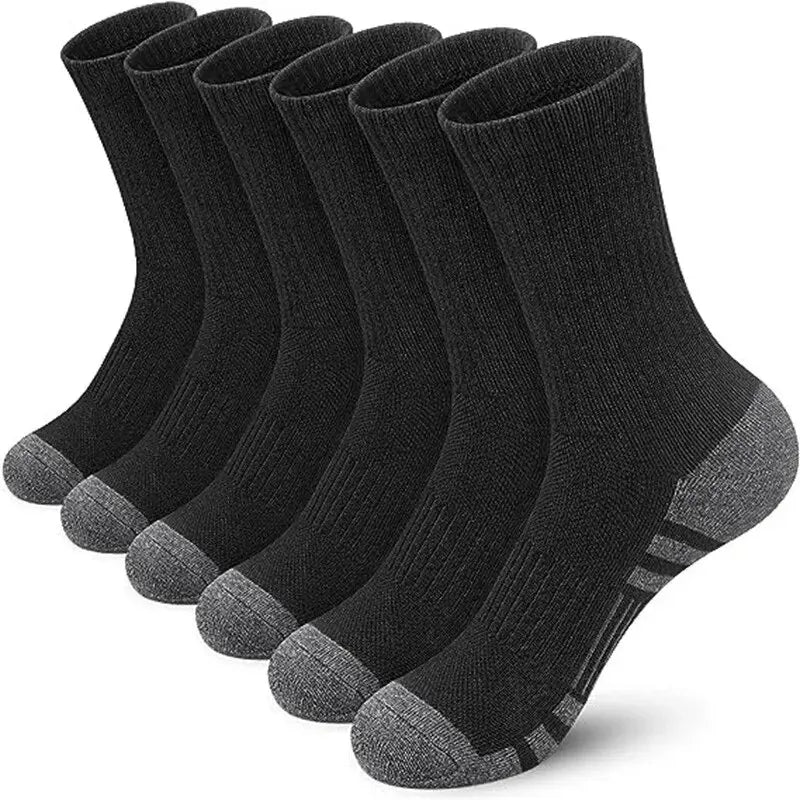 Meias de Ginástica Masculinas para Exterior 6/12 Pares — Alta Qualidade, Confortáveis e Macias, com Sola Antiderrapante, Tamanho Grande, Novo Estilo