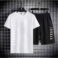 Conjunto casual esportivo masculino para verão 2025, composto por t-shirt de mangas curtas e shorts confortáveis. Ideal para jogging, fitness e momentos de lazer, combina estilo moderno com praticidade para o dia a dia.