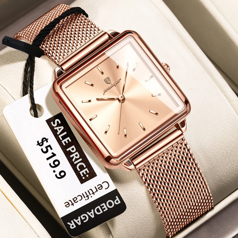 Relógio Feminino POEDAGAR – Elegância em Cada Detalhe
Descubra o charme sofisticado do Relógio POEDAGAR para Mulher, com design quadrado moderno e acabamento em malha de aço inoxidável. Este relógio combina perfeitame