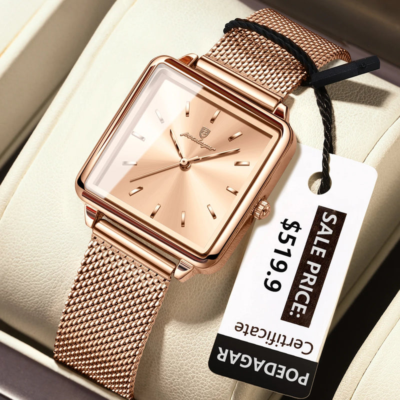 Relógio Feminino POEDAGAR – Elegância em Cada Detalhe
Descubra o charme sofisticado do Relógio POEDAGAR para Mulher, com design quadrado moderno e acabamento em malha de aço inoxidável. Este relógio combina perfeitame