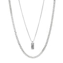 KunJoe – Conjunto de 2 Colares Masculinos Estilo Punk | Corrente Cubana + Choker com Elos Retangulares
Complete o seu visual com este conjunto exclusivo de 2 colares em prata metálica. Composto por uma corrente cubana robu