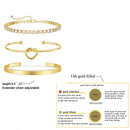 Conjunto de 3 Pulseiras de Aço Inoxidável com Banho de Ouro – Feminino & Ajustável
Descobre o charme deste conjunto luxuoso de 3 pulseiras femininas, confeccionadas em aço inoxidável com banho de ouro, resistente à ox