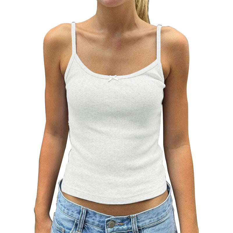 Casual and Versatrile Solid Color Waist Cinched Camisole Top Fashion Basic Solid Color Camisole for Female