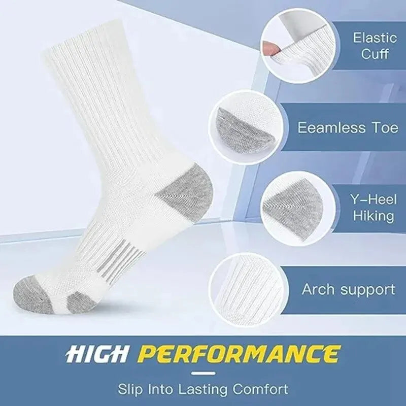 Meias de Ginástica Masculinas para Exterior 6/12 Pares — Alta Qualidade, Confortáveis e Macias, com Sola Antiderrapante, Tamanho Grande, Novo Estilo