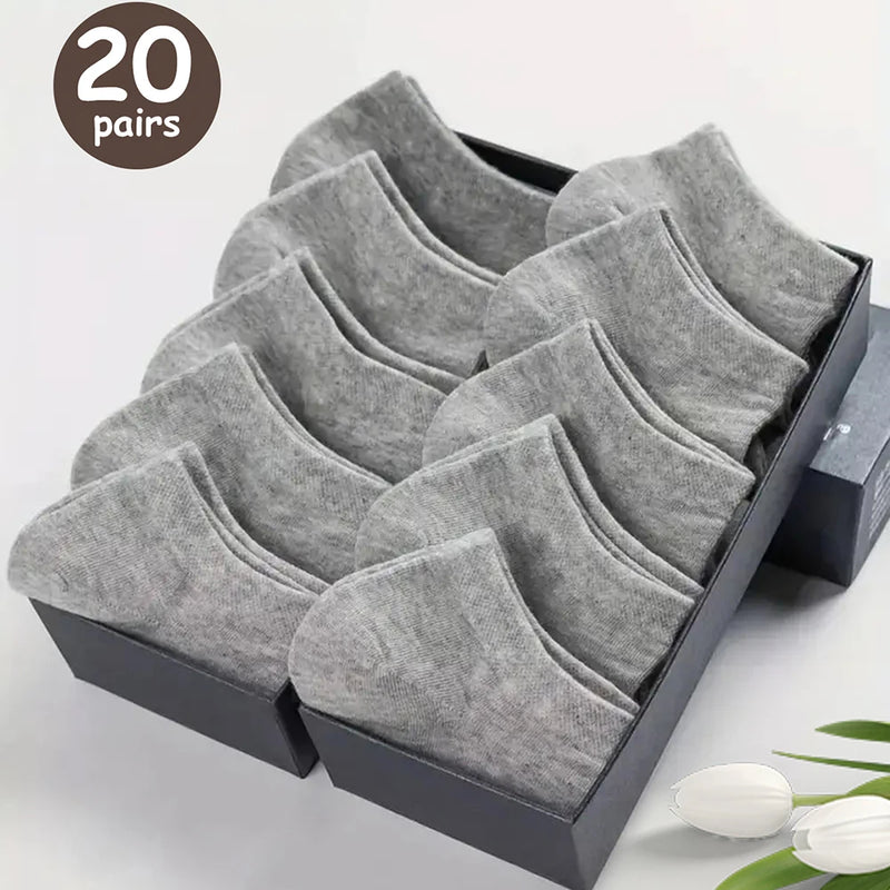Kit com 10/20/30/40/50 Pares de Meias Masculinas de Cano Baixo – Ultra Respiráveis, Antitranspirantes e Ideais para o Verão
Descubra o conforto absoluto com estas meias de cano baixo, perfeitas para o dia a dia, treino ou