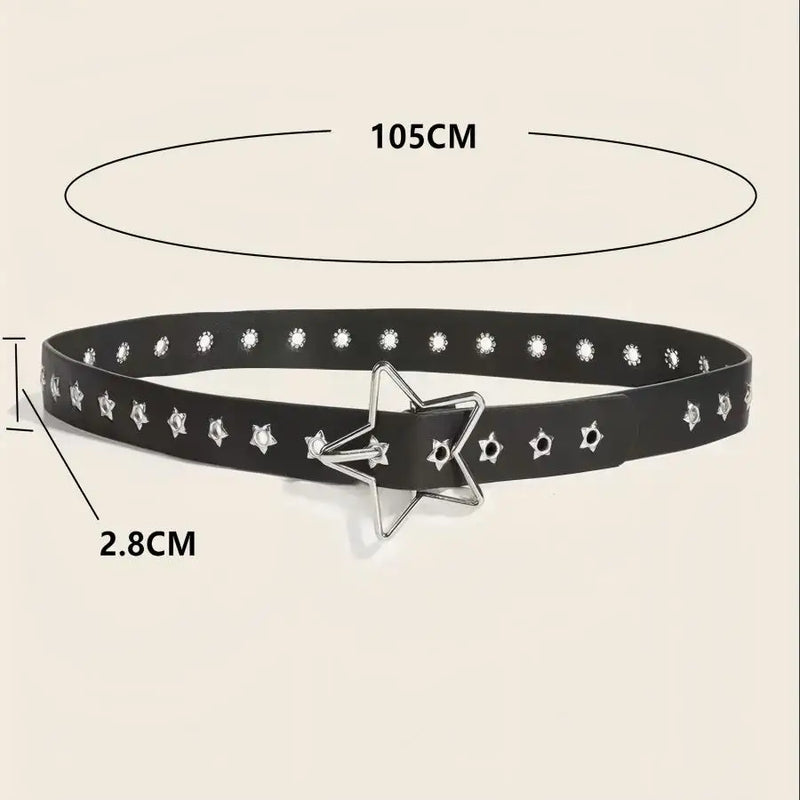 Cinto Estilo Punk com Fivela – Detalhes Estrela e Design Versátil
Adiciona um toque ousado e moderno ao teu look com este cinto decorativo em estilo punk, com fivela metálica resistente e múltiplos furos ajustáveis. O d