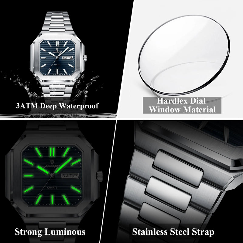Relógio Masculino POEDAGAR Luxury Square
Elegância, Precisão e Estilo numa Só Peça

Descubra o equilíbrio perfeito entre sofisticação e funcionalidade com o relógio de pulso POEDAGAR Luxury Square. Com design moderno