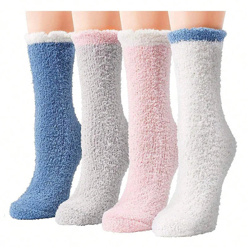 4 Pares de Meias Quentes e Felpudas para Mulheres – Perfeitas para o Inverno
Mantenha os seus pés confortáveis e quentinhos com estas meias térmicas grossas, ultra macias e felpudas. Ideais para usar em casa, no chão fr