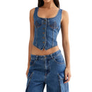 Blusa Feminina Slim em Denim – Estilo Retro Y2K com Decote Quadrado
Destaque-se com esta blusa feminina em denim, inspirada no estilo Y2K americano que voltou com tudo!
Com design slim, decote quadrado, costas descobertas