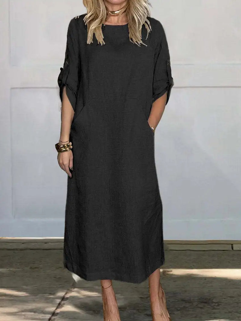 Vestido Casual Feminino 2024 – Algodão & Linho | Leve, Solto e Estiloso
Descubra o equilíbrio perfeito entre conforto e elegância com este vestido feminino casual de verão 2024. Feito em algodão e linho respirável, te