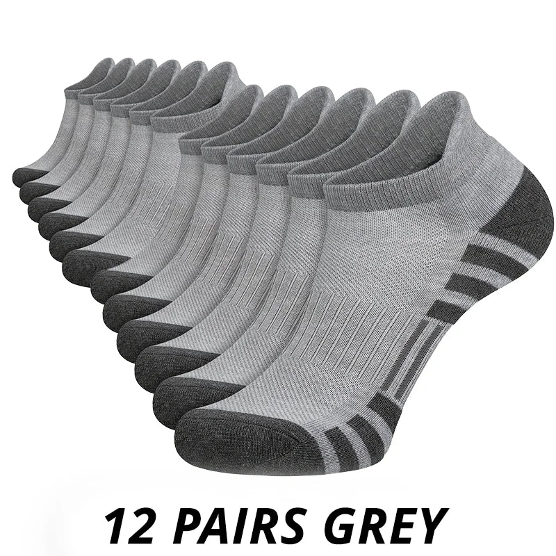 Meias de Ginástica Masculinas para Exterior 6/12 Pares — Alta Qualidade, Confortáveis e Macias, com Sola Antiderrapante, Tamanho Grande, Novo Estilo