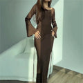 Vestidos longos elegantes 2025 — estilo vintage e sofisticado
Descubra o charme dos vestidos longos vintage com design simples e sofisticado. Com decote redondo delicado, mangas flare fluidas e um laço que realça a cintur