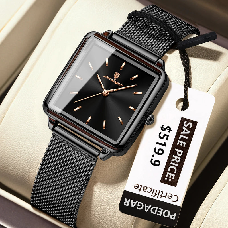 Relógio Feminino POEDAGAR – Elegância em Cada Detalhe
Descubra o charme sofisticado do Relógio POEDAGAR para Mulher, com design quadrado moderno e acabamento em malha de aço inoxidável. Este relógio combina perfeitame