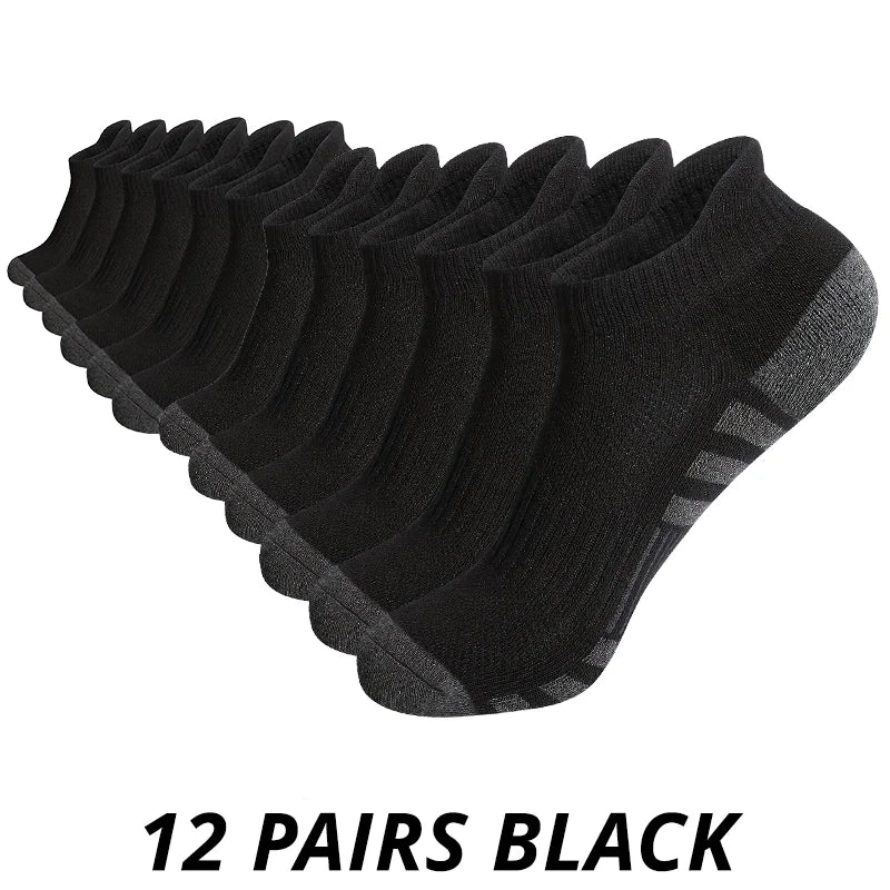 Meias de Ginástica Masculinas para Exterior 6/12 Pares — Alta Qualidade, Confortáveis e Macias, com Sola Antiderrapante, Tamanho Grande, Novo Estilo