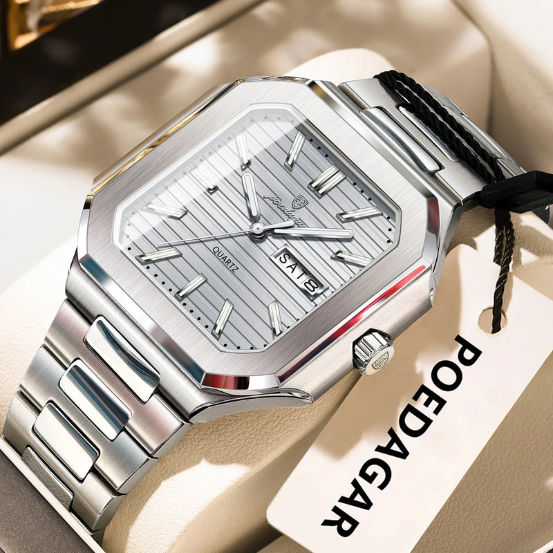 Relógio Masculino POEDAGAR Luxury Square
Elegância, Precisão e Estilo numa Só Peça

Descubra o equilíbrio perfeito entre sofisticação e funcionalidade com o relógio de pulso POEDAGAR Luxury Square. Com design moderno