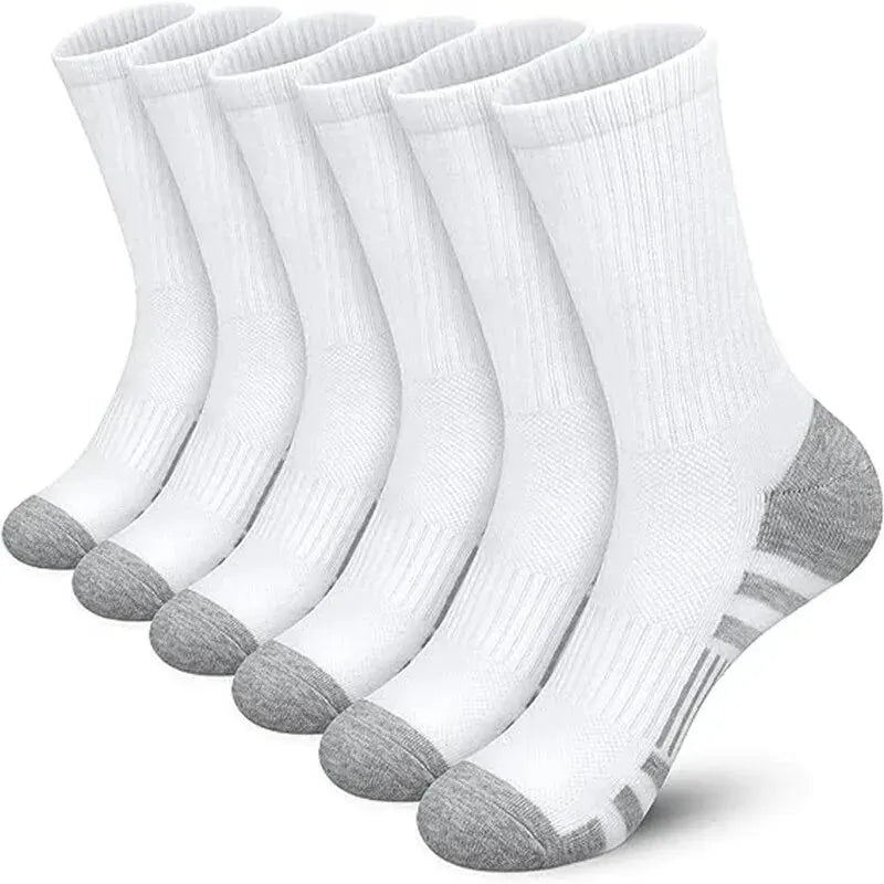Meias de Ginástica Masculinas para Exterior 6/12 Pares — Alta Qualidade, Confortáveis e Macias, com Sola Antiderrapante, Tamanho Grande, Novo Estilo