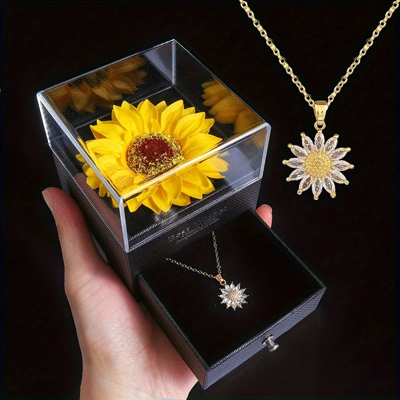 Conjunto de Presente com Colar de Girassol Elegante – Um Símbolo de Amor, Lealdade e Luz
Surpreenda alguém especial com este delicado colar de girassol, uma peça que transmite sentimentos profundos de amor verdadeiro, le