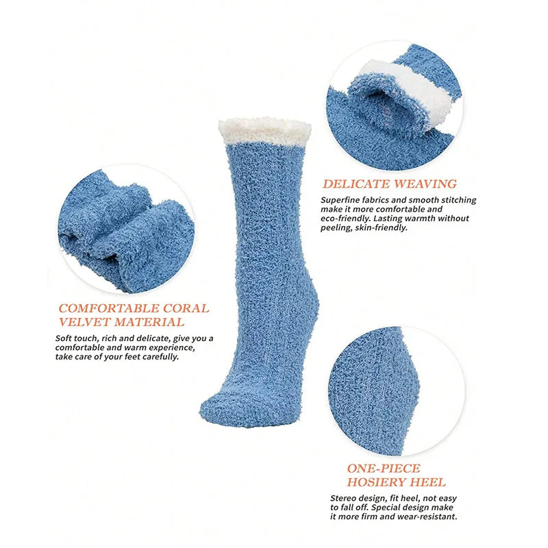 4 Pares de Meias Quentes e Felpudas para Mulheres – Perfeitas para o Inverno
Mantenha os seus pés confortáveis e quentinhos com estas meias térmicas grossas, ultra macias e felpudas. Ideais para usar em casa, no chão fr