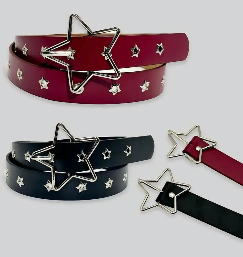 Cinto Estilo Punk com Fivela – Detalhes Estrela e Design Versátil
Adiciona um toque ousado e moderno ao teu look com este cinto decorativo em estilo punk, com fivela metálica resistente e múltiplos furos ajustáveis. O d