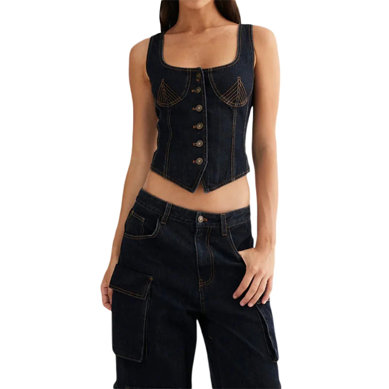 Blusa Feminina Slim em Denim – Estilo Retro Y2K com Decote Quadrado
Destaque-se com esta blusa feminina em denim, inspirada no estilo Y2K americano que voltou com tudo!
Com design slim, decote quadrado, costas descobertas