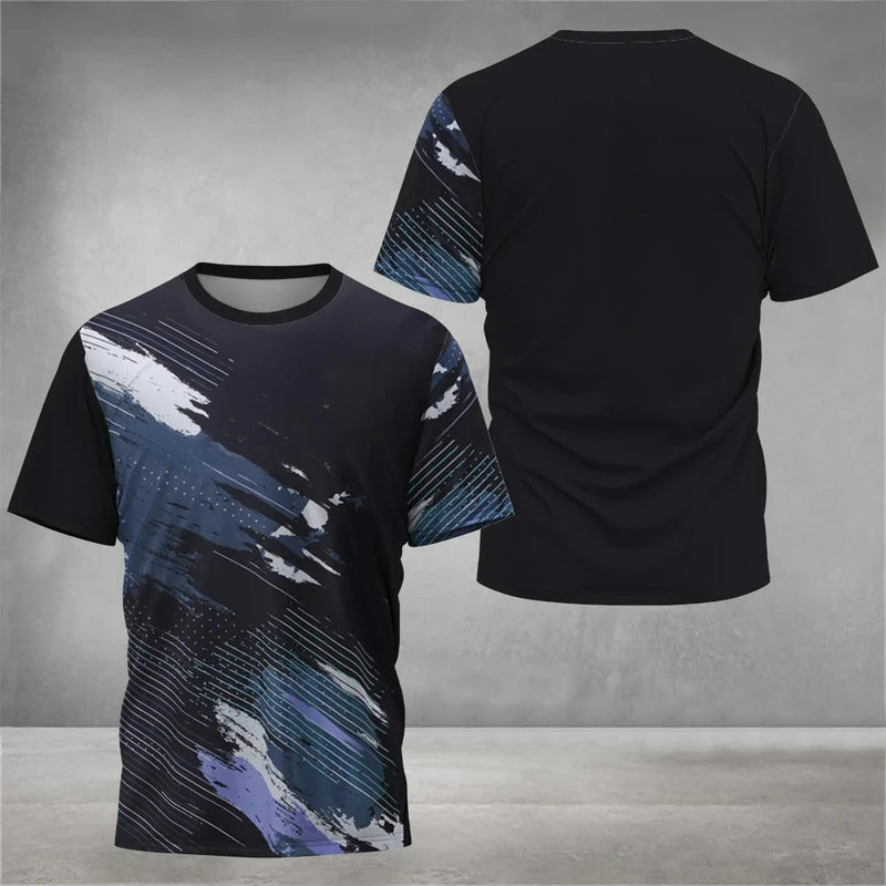 Camisa masculina de verão em poliéster leve e respirável, com mangas curtas e tecnologia de secagem rápida para máximo conforto nos dias quentes. Ideal para manter-te fresco, seco e elegante em qualquer ocasião casual.