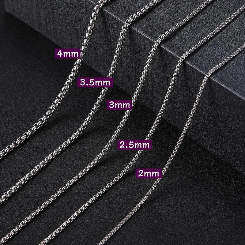 Colar Longo em Aço Inoxidável – Estilo Punk Minimalista (2-7mm)
Adiciona um toque ousado e moderno ao teu visual com este colar de cadeia estilo box, feito em aço inoxidável de alta qualidade, resistente à oxidação e