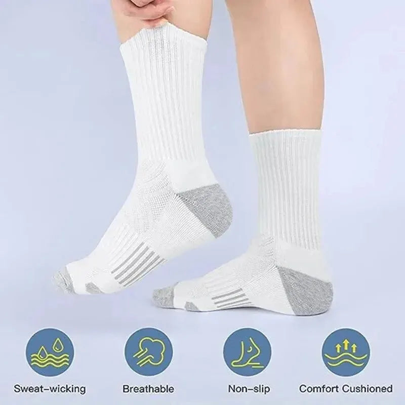 Meias de Ginástica Masculinas para Exterior 6/12 Pares — Alta Qualidade, Confortáveis e Macias, com Sola Antiderrapante, Tamanho Grande, Novo Estilo