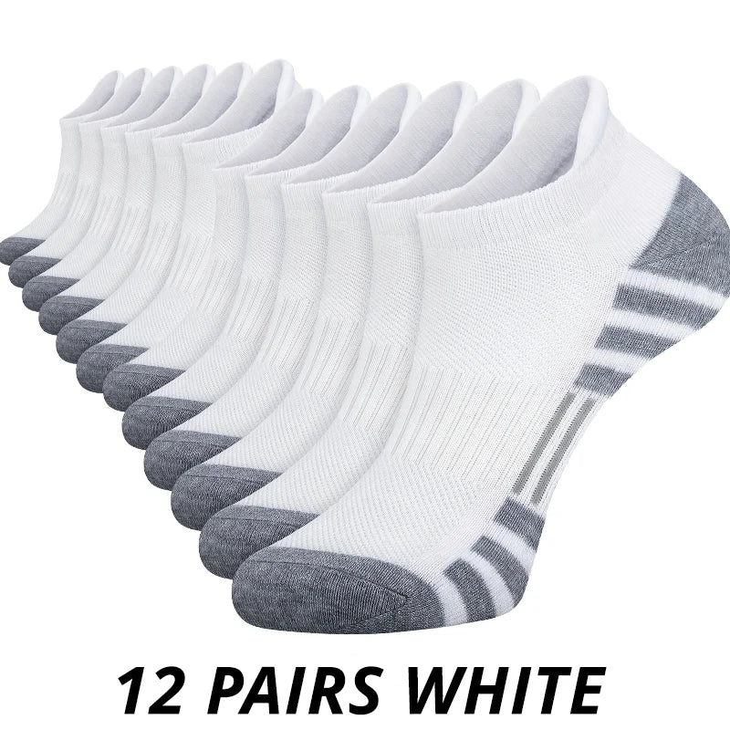 Meias de Ginástica Masculinas para Exterior 6/12 Pares — Alta Qualidade, Confortáveis e Macias, com Sola Antiderrapante, Tamanho Grande, Novo Estilo
