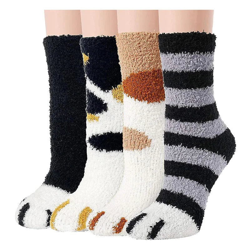 4 Pares de Meias Quentes e Felpudas para Mulheres – Perfeitas para o Inverno
Mantenha os seus pés confortáveis e quentinhos com estas meias térmicas grossas, ultra macias e felpudas. Ideais para usar em casa, no chão fr
