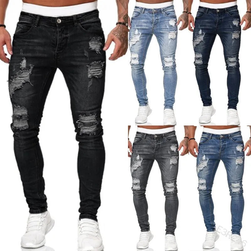 Calças Jeans Skinny Masculinas Streetwear – Lavagem Vintage e Estilo Urbano
Atualiza o teu visual com estas jeans skinny rasgadas, perfeitas para um look street fashion moderno e ousado. Com acabamento em denim sólido, l