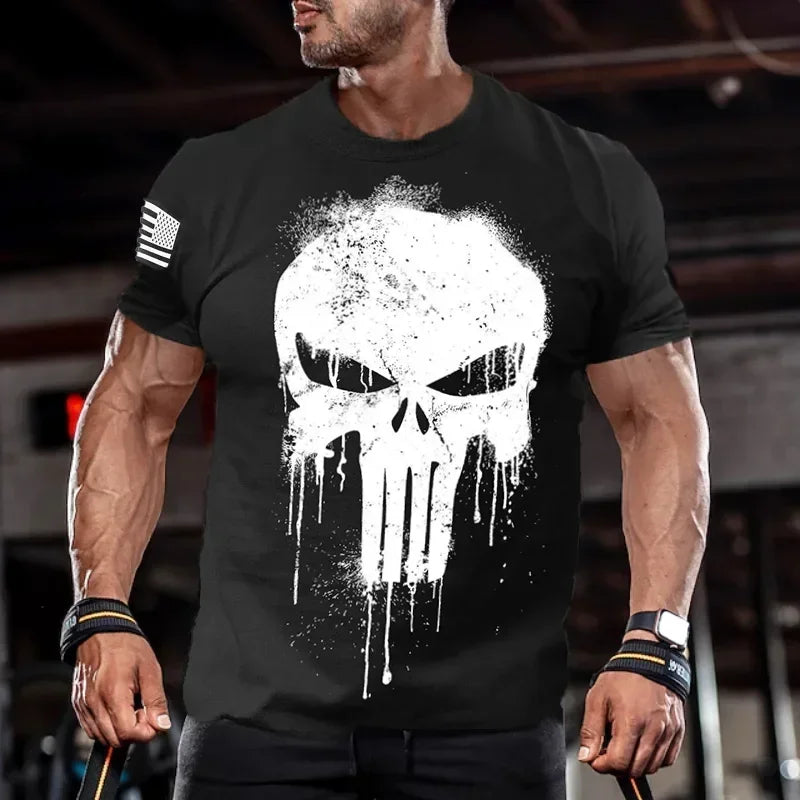 Camiseta Masculina de Verão Estilo Militar – Estampa 3D de Caveira
Design ousado, conforto total.
Esta camiseta masculina combina o visual militar patriótico com uma impressionante estampa 3D de caveira, ideal para quem g