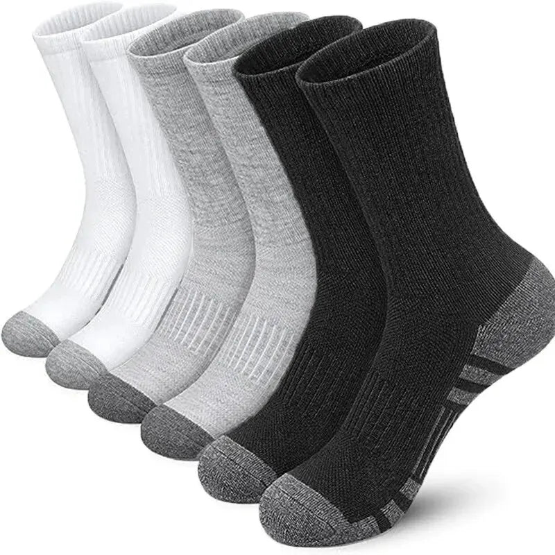 Meias de Ginástica Masculinas para Exterior 6/12 Pares — Alta Qualidade, Confortáveis e Macias, com Sola Antiderrapante, Tamanho Grande, Novo Estilo